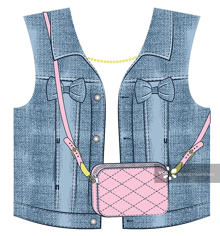 休闲牛仔背心搭配斜挎包图片素材