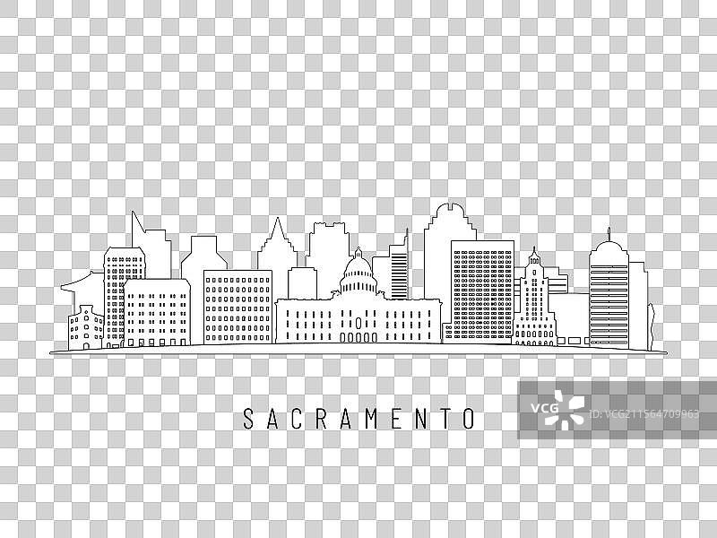 详细的萨克拉门托天际线图片素材