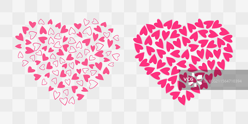 轮廓和填充的心形情人节心形图案图片素材