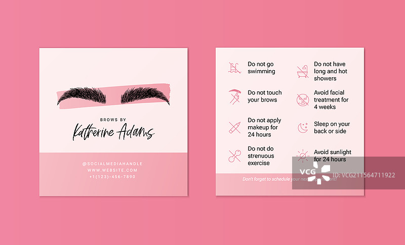粉色眉毛护理说明卡图片素材