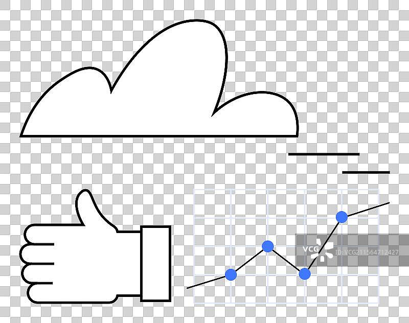 云计算成功概念，带有竖起大拇指的手势图片素材