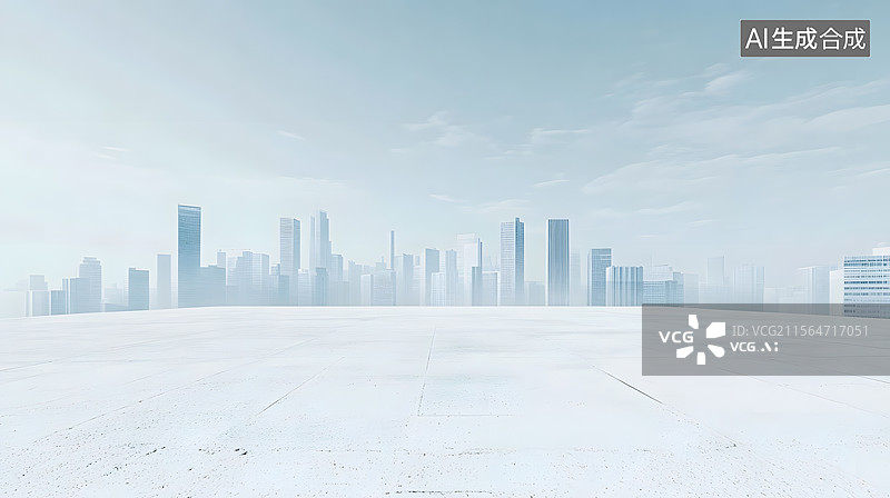 【AI数字艺术】现代都市与海浪元素融合的极简 高档商务背景图片素材