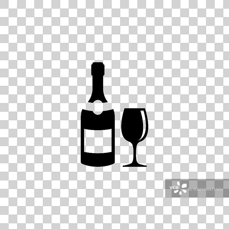 酒瓶和酒杯的剪影，适合酒吧使用图片素材