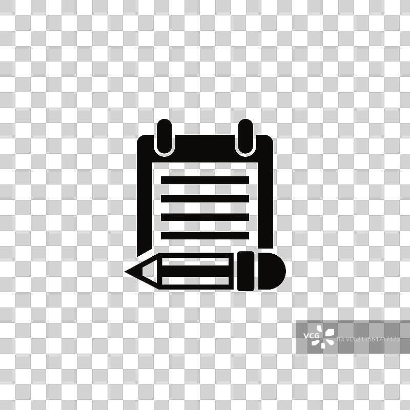 简单的黑白记事本图标与铅笔图片素材
