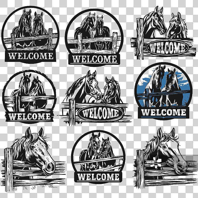 欢迎标志 马 svg 农场动物 svg 牛仔图片素材