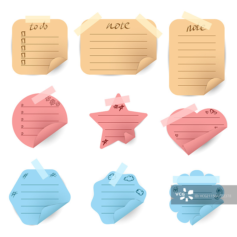 一组逼真的形状贴纸图片素材