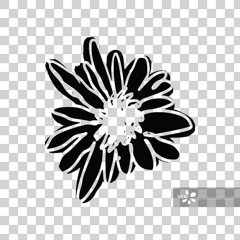 手绘黑墨抽象雏菊花图片素材