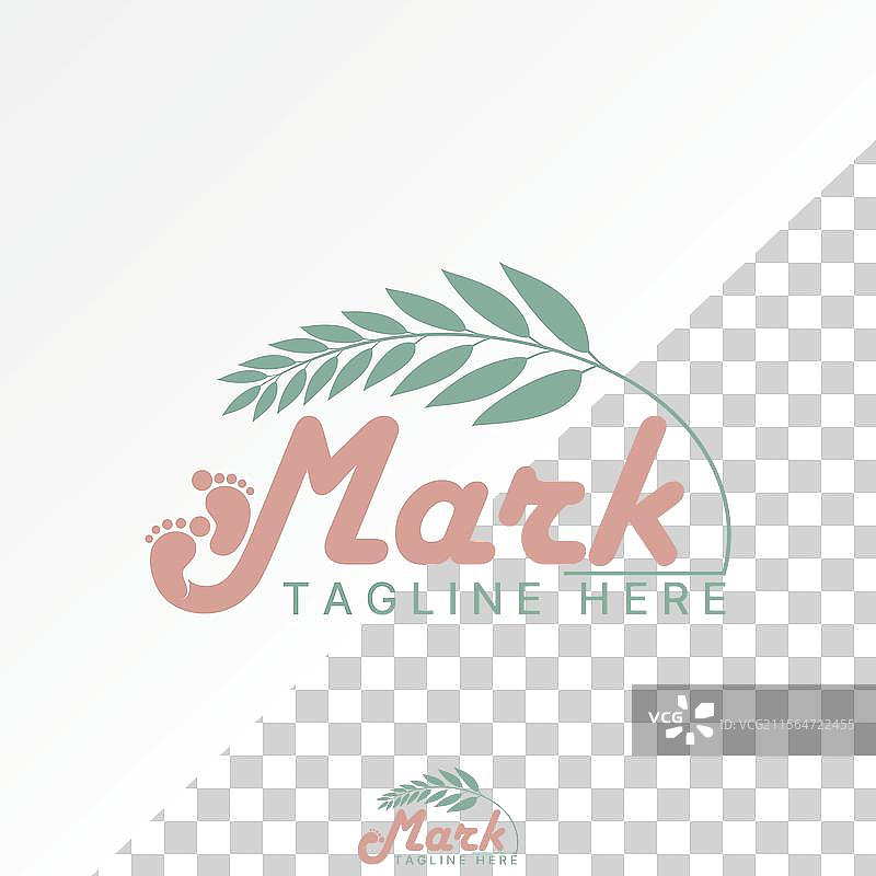 字母标志字体，叶柄，叶子，脚印图片素材