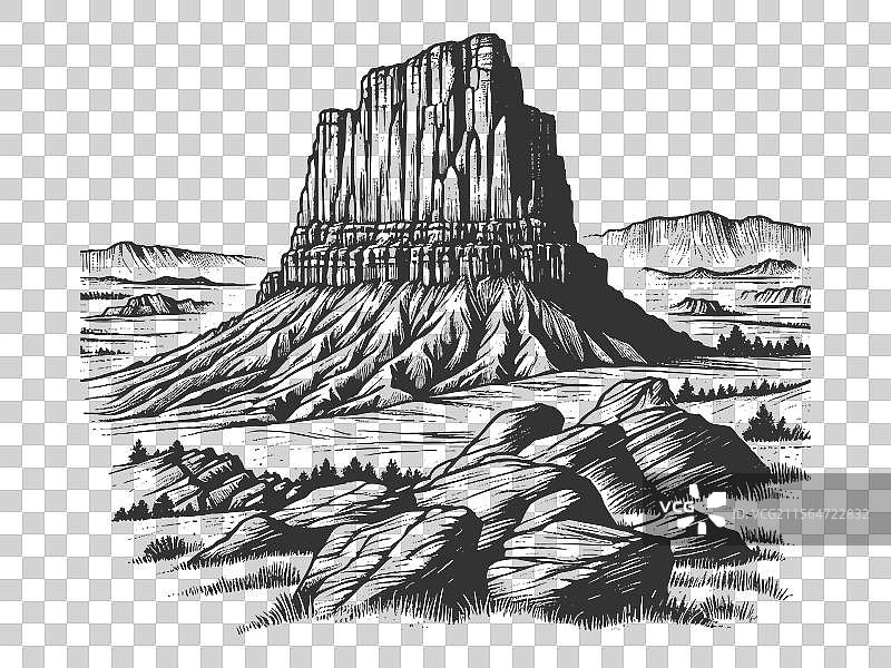 山丘高原风景雕刻图片素材