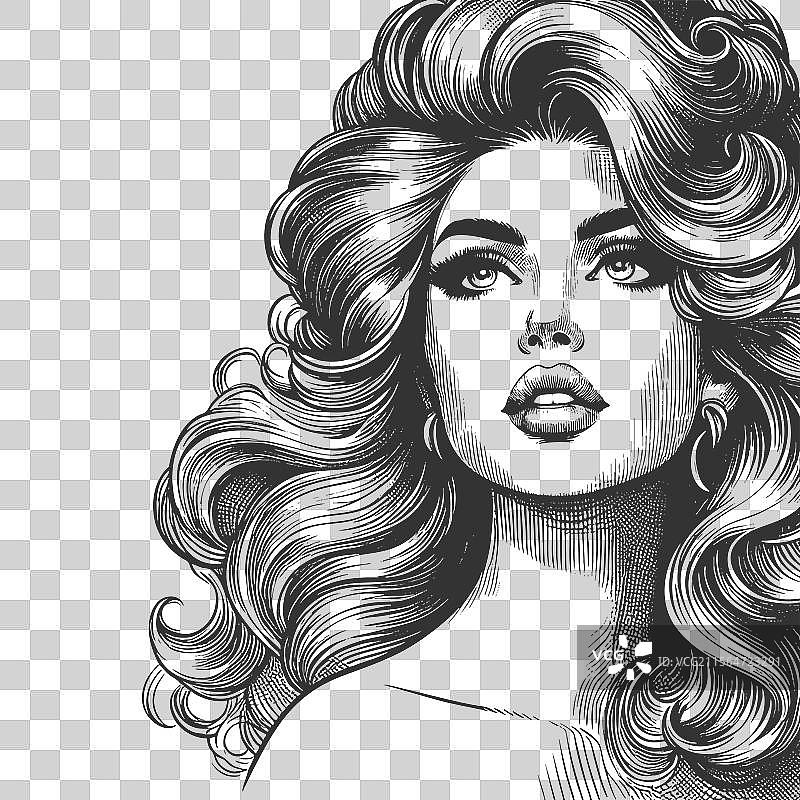 头发夸张丰盈的女性图片素材