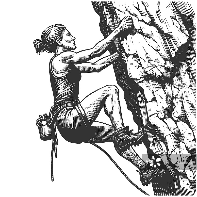 女性攀岩雕刻图片素材