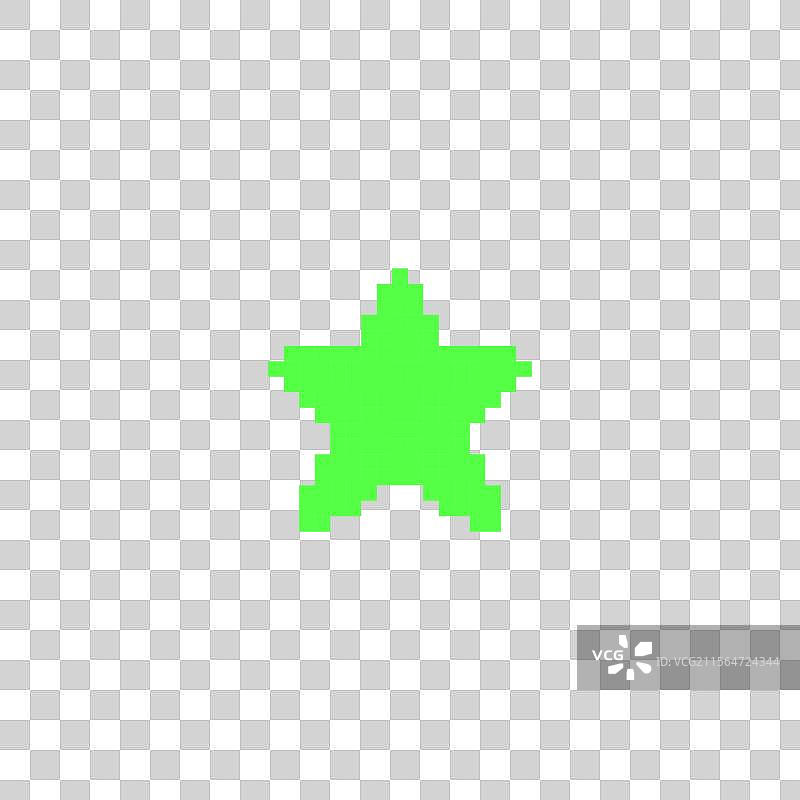 绿色星星 Y2K 图标 像素艺术 复古星星图片素材