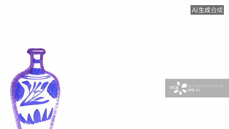 【AI数字艺术】复古中国风水墨画左下背景，新国风手绘插画 青花瓷器古代文物 印花图案装饰画 传统文化设计素材图片素材