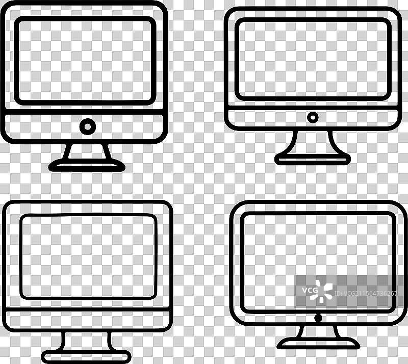 电脑显示器图标 平面电脑符号图片素材