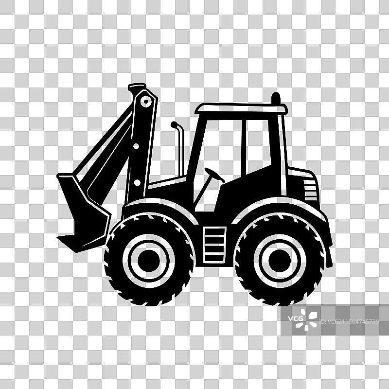 白色背景上的挖掘装载机图片素材