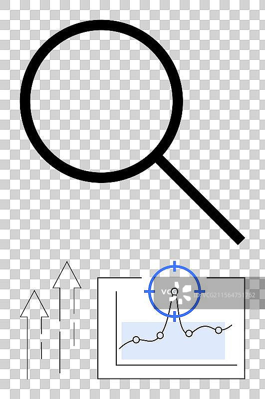 放大镜分析带箭头的图表图片素材