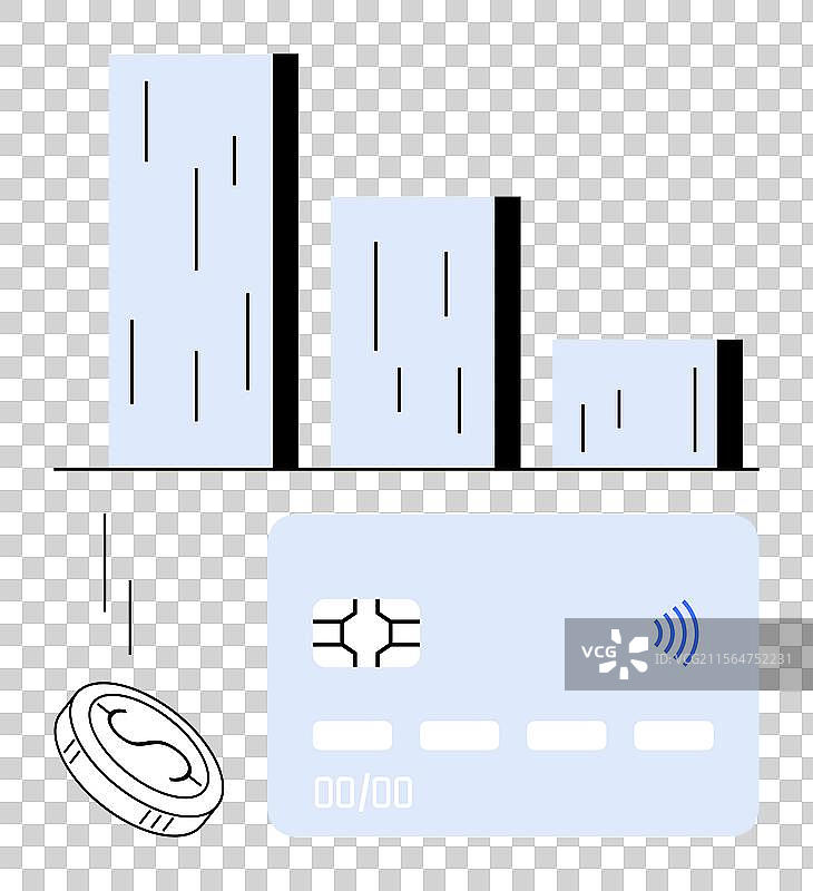 数字支付与掉落的硬币信用卡图片素材