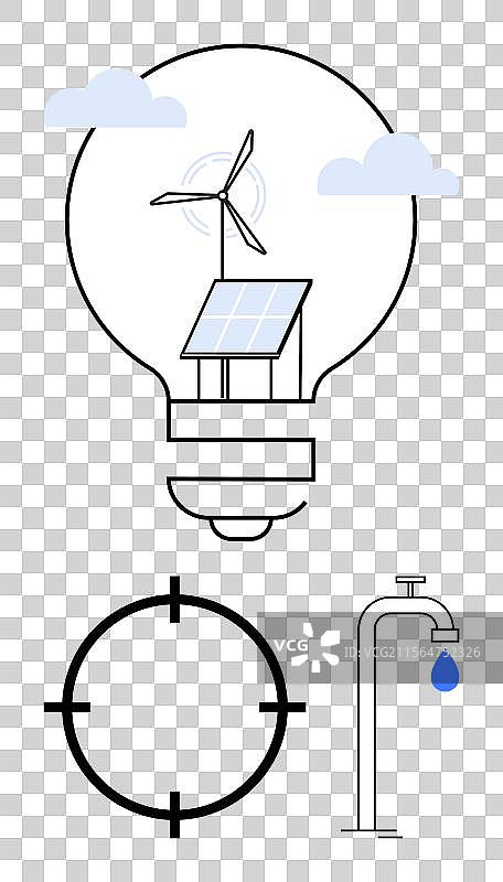 可持续能源概念与太阳能灯泡图片素材