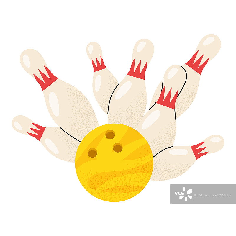 黄色保龄球击倒了球瓶图片素材