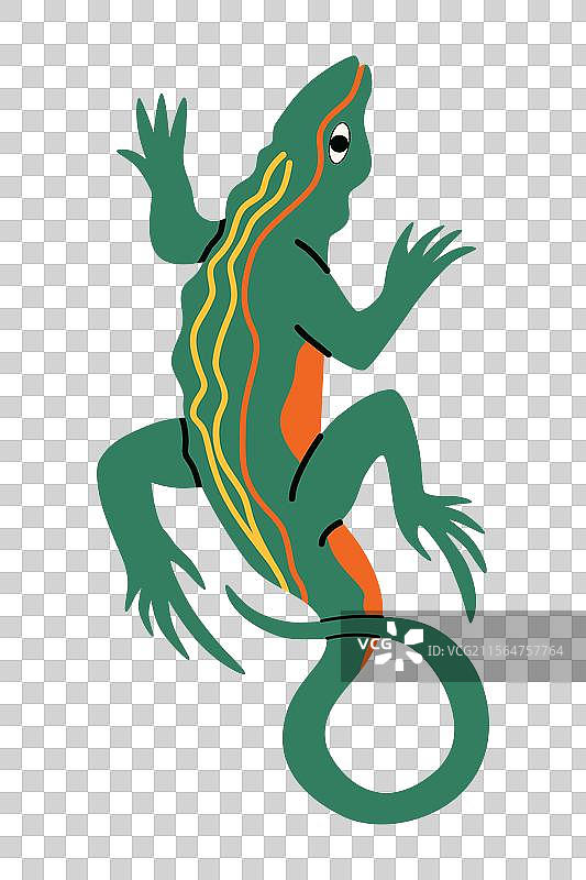 酷炫的科莫多龙，穿着牛仔风格的野性卡通形象图片素材