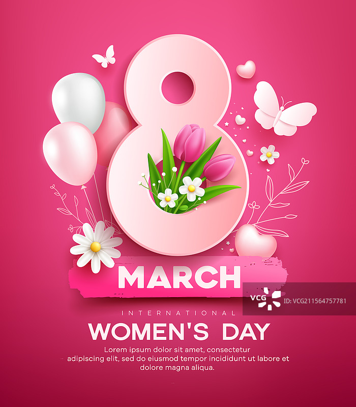 3月8日国际妇女节粉色海报设计图片素材