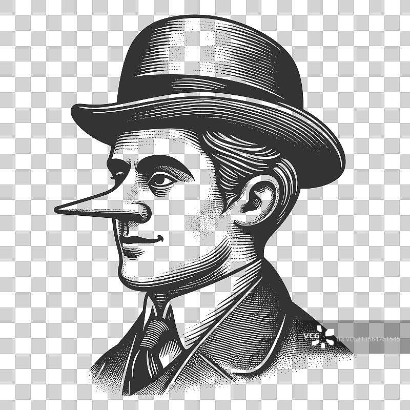 戴帽子的长鼻子男人图片素材