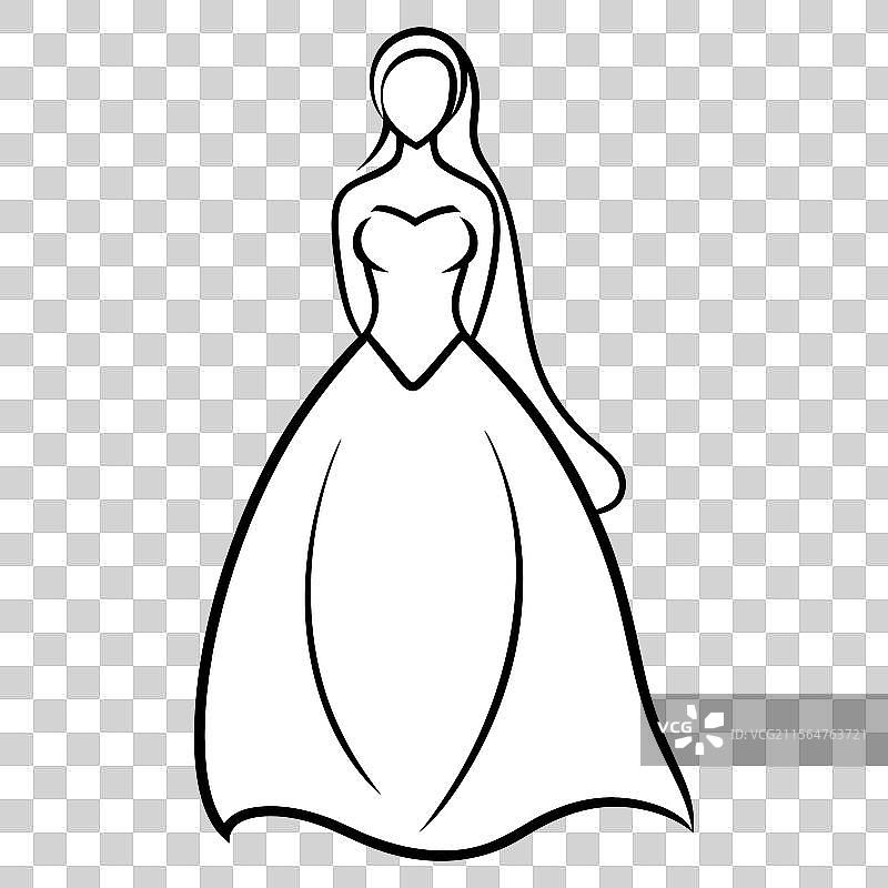 年轻女性穿婚纱的素描图片素材