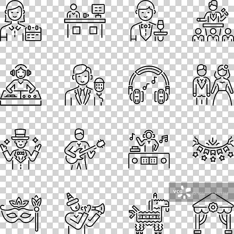 一组事件和场合的线性图标图片素材