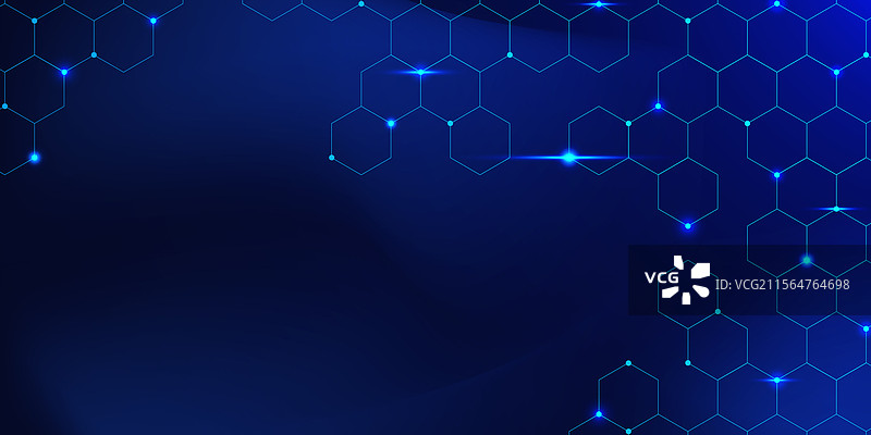 六边形网络空间蓝色背景图片素材