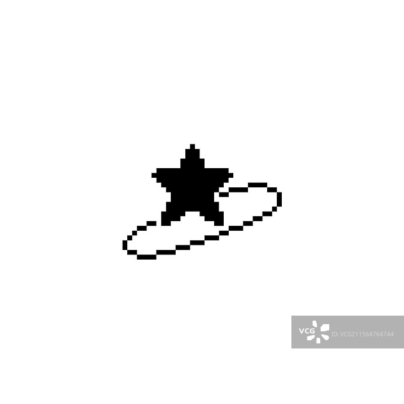 黑色椭圆环中的像素五角星图片素材