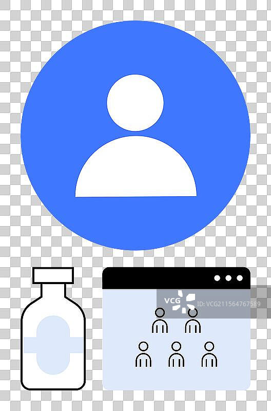 带有药瓶和虚拟用户的头像图标图片素材