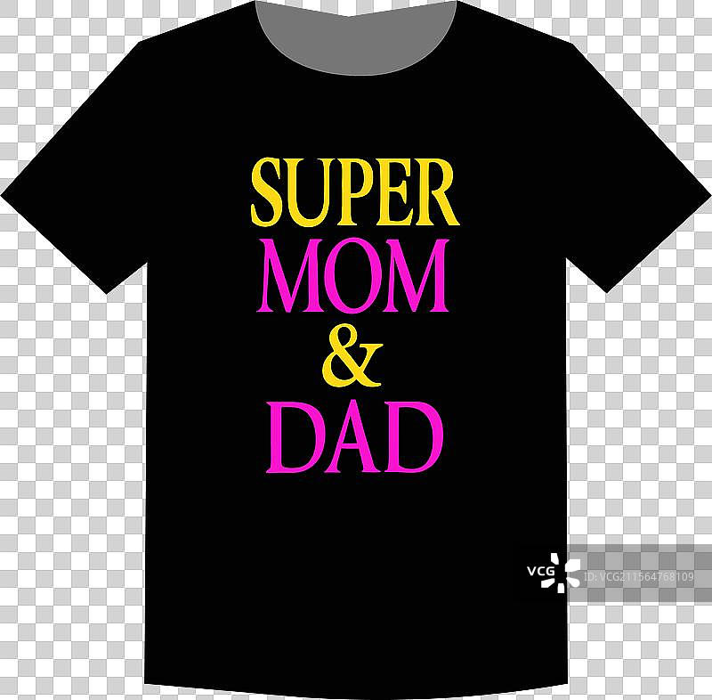 超级妈妈和爸爸T恤设计字母图片素材
