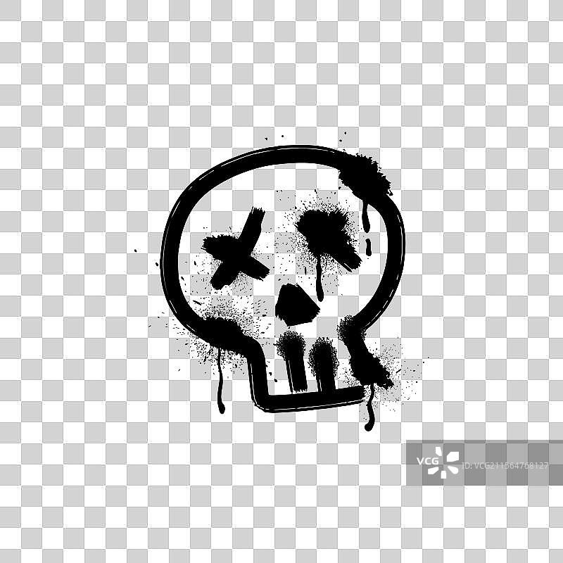 黑色喷漆人类头骨图片素材