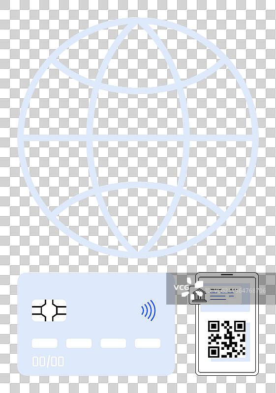 数字支付概念与信用卡二维码图片素材