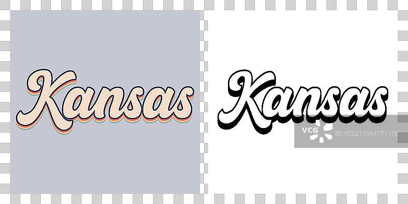 堪萨斯州复古文字T恤设计图片素材