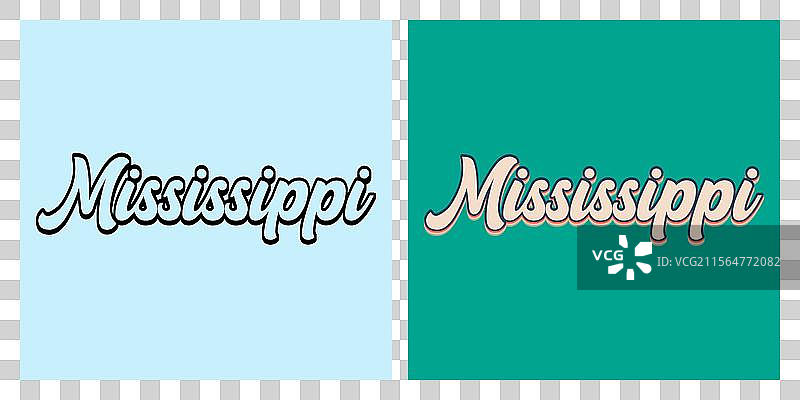 密西西比州复古文字T恤设计图片素材
