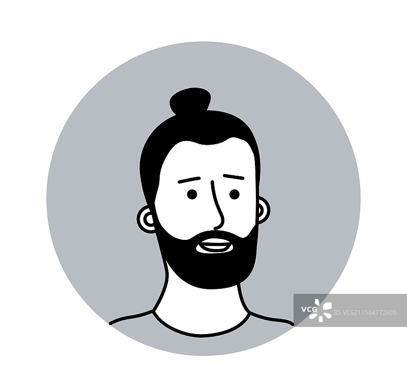 有发髻的胡子男人图标图片素材