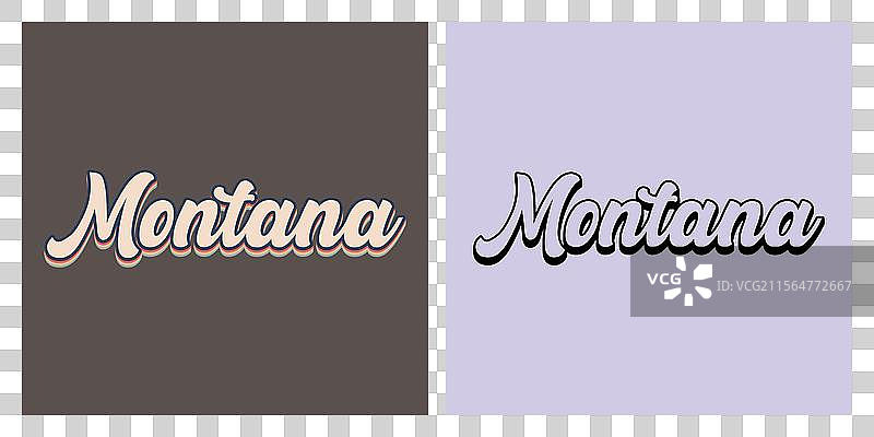 蒙大拿州复古文字T恤设计图片素材