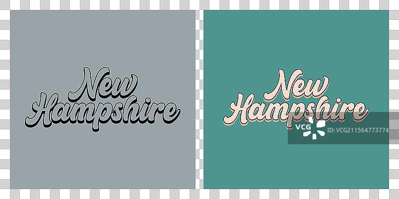 新罕布什尔州复古文字T恤设计图片素材