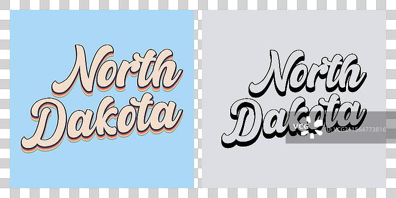 北达科他州复古文字T恤设计图片素材