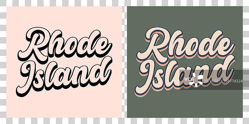 罗德岛复古文字T恤设计图片素材