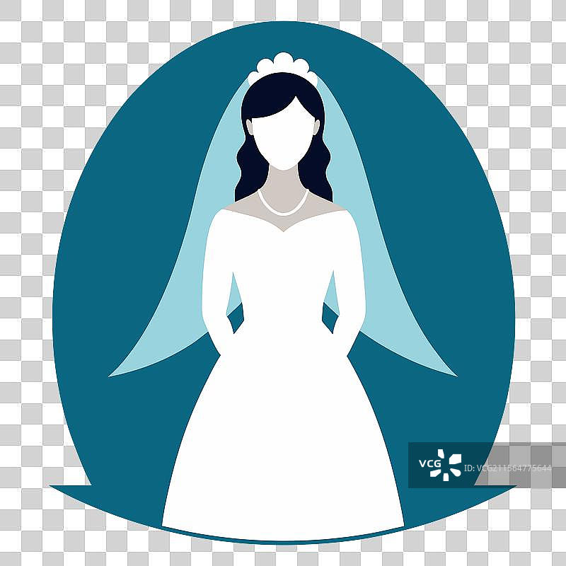 年轻女性穿婚纱的素描图片素材