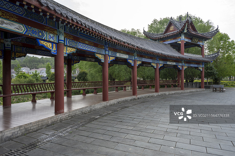 襄阳谷城五山玉皇剑茶园景区旅游建筑风光自然风景图片素材