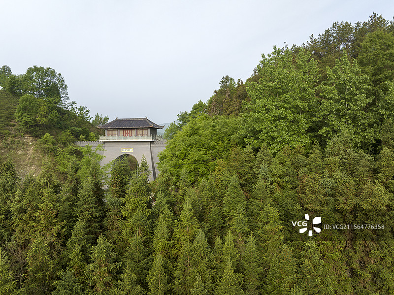 襄阳谷城五山玉皇剑茶园景区旅游建筑风光自然风景图片素材