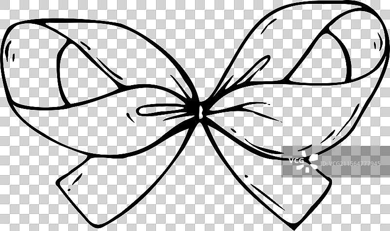 缎面布料蝴蝶结与短宽丝带图形图片素材