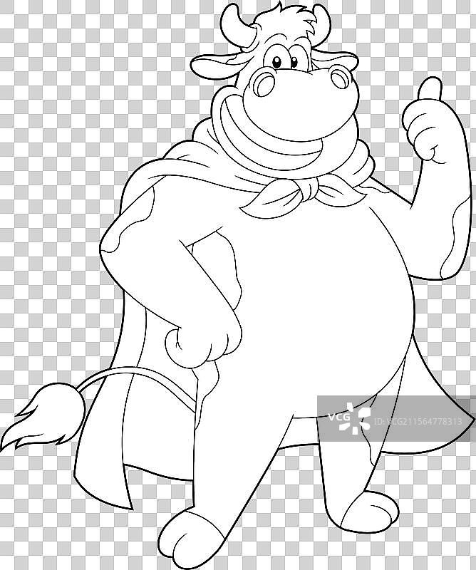 轮廓分明的牛超级英雄卡通角色图片素材