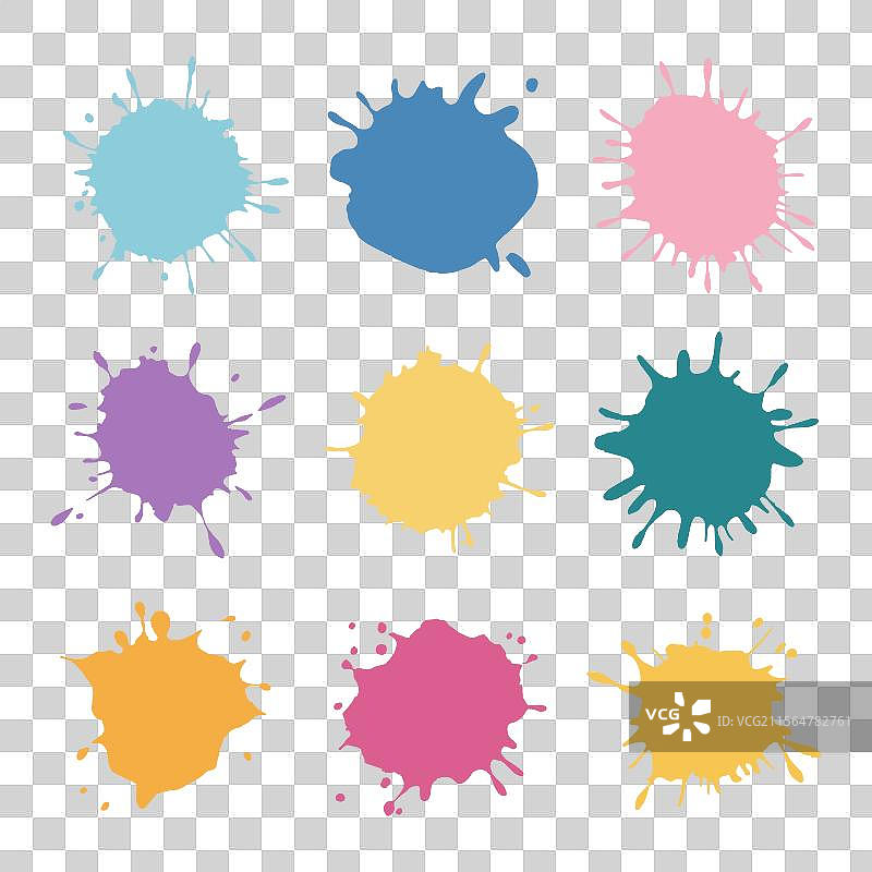 一组色彩斑斓的水彩墨水飞溅图片素材