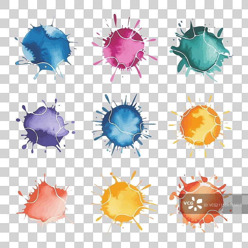 一组具有自然风格的水彩污点图片素材