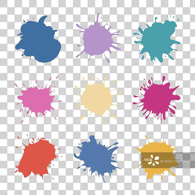 一组色彩斑斓的水彩墨水飞溅图片素材