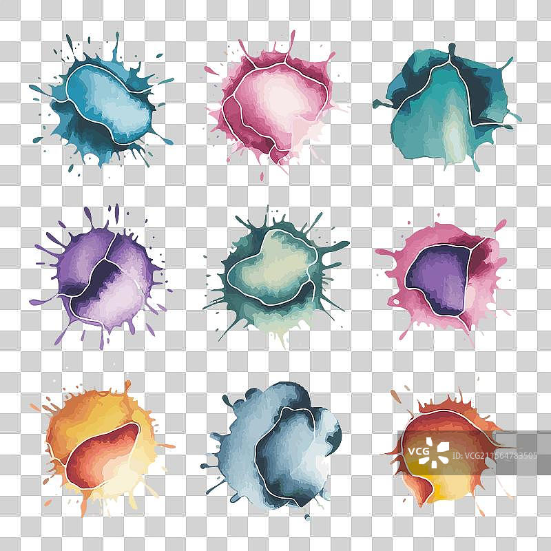 一组自然风格的水彩污点图片素材